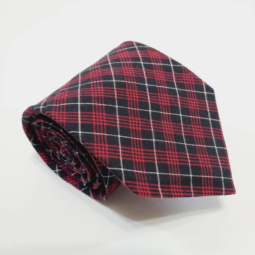 Place Necktie Red & Black Tartan Pattern Boy's Cotton Neck Tie 45x2.75